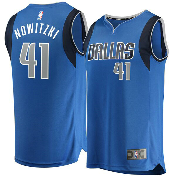 Maillot Dallas Mavericks Homme Dirk Nowitzki 41 Icon Edition Bleu